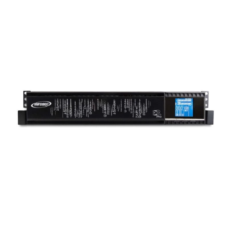 Infosec E3 Pro 1000 RT nepertraukiamo maitinimo šaltinis (UPS) Dvigubos konversijos (Online) 1 kVA 900 W 3 AC lizdai