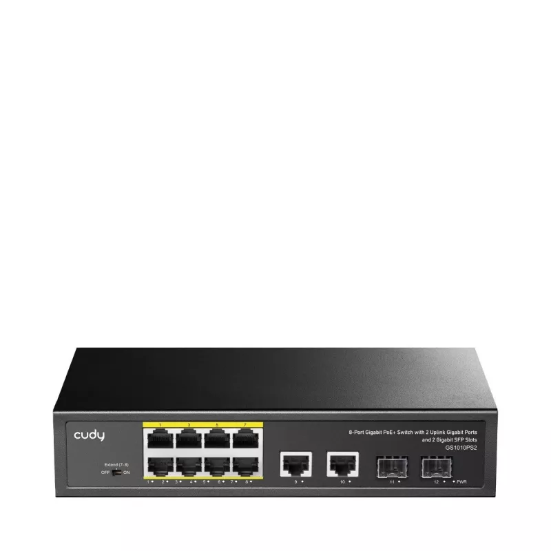 Cudy GS1010PS2 tinklo jungiklis, nevaldomas, Gigabit Ethernet (10/100/1000), PoE, juodas