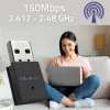 Belaidis USB mini Wi-Fi adapteris QOLTEC 57007 – vienos juostos 2.4 GHz, iki 150 Mbps, vidinė antena