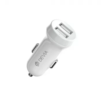 Automobilinis kroviklis Devia Smart Series Lightning 5V 3,1A Dual USB Baltas