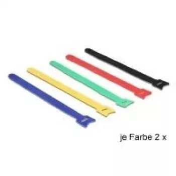 DeLOCK 18636 Nailoninis kabelių raištis 240mm 10vnt (juoda, mėlyna, žalia, raudona, geltona)