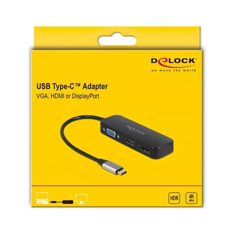 DeLOCK USB-C adapteris į VGA, HDMI, DisplayPort 4K 60 Hz