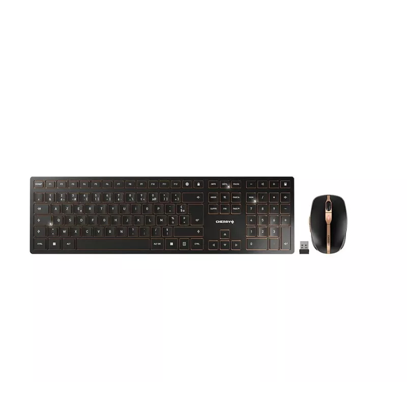 CHERRY DW 9100 SLIM belaidė klaviatūra su pele RF Wireless + Bluetooth AZERTY juoda