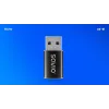 Savio AK-81 USB-C (mot.) – USB-A (pat.) adapteris, juodas