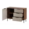 Komoda Cama Meble ALMERA 104x42x75 cm, riešutas/kreminė, 3 stalčiai, medžio drožlių plokštė