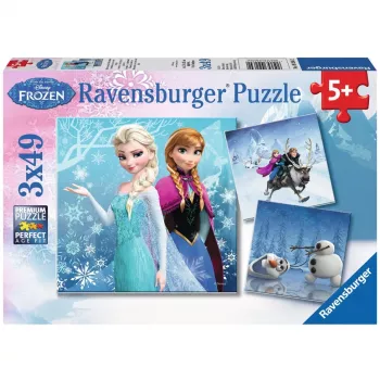 Dėlionė Ravensburger Winter Adventures (3×49 dalių) – Disney Ledynmetis