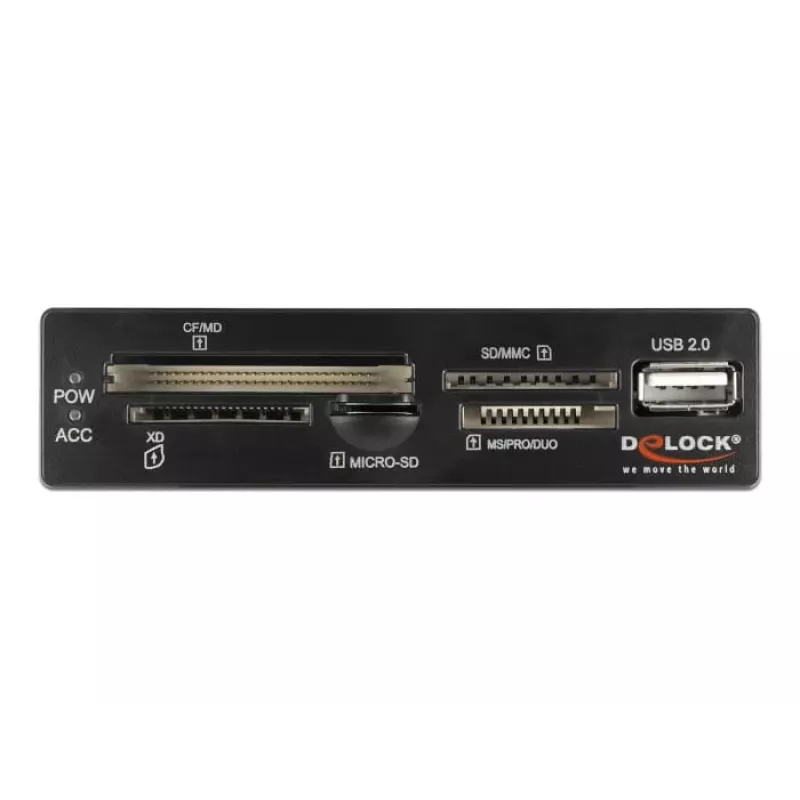 DeLOCK 91708 kortelių skaitytuvas USB 2.0 vidinis juodas pilkas CF SD MicroSD