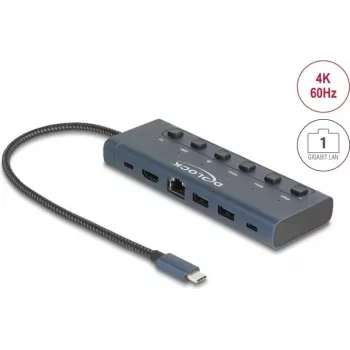DeLOCK 92000 USB Type-C stotelė su HDMI, RJ-45 ir USB 3.2, 5 Gbit/s