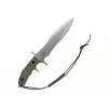 Fiksuotas peilis Cinema Classic CC-H5 Rambo V – išgyvenimo peilis, plieninis ašmenys 230 mm, bendras ilgis 385 mm, polimerinė žalia rankena, odinė makštis
