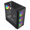 PC korpusas SAVIO Noctis Flow RGB — Cube, ATX/Mini-ITX, 3x 120 mm priekiniai ventiliatoriai, grūdintas stiklas, maks. GPU 35 cm