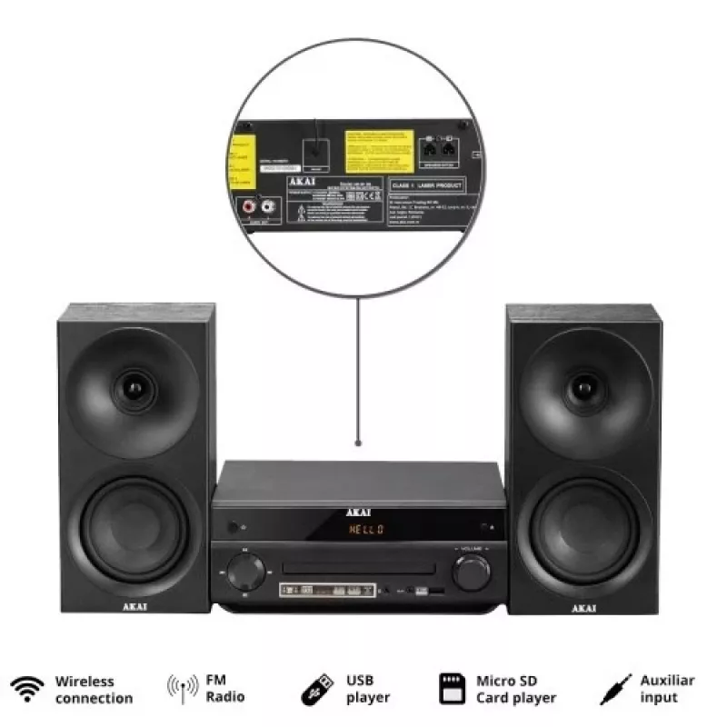 Muzikos centras AKAI AM-301 BK – kompaktiška garso sistema namams