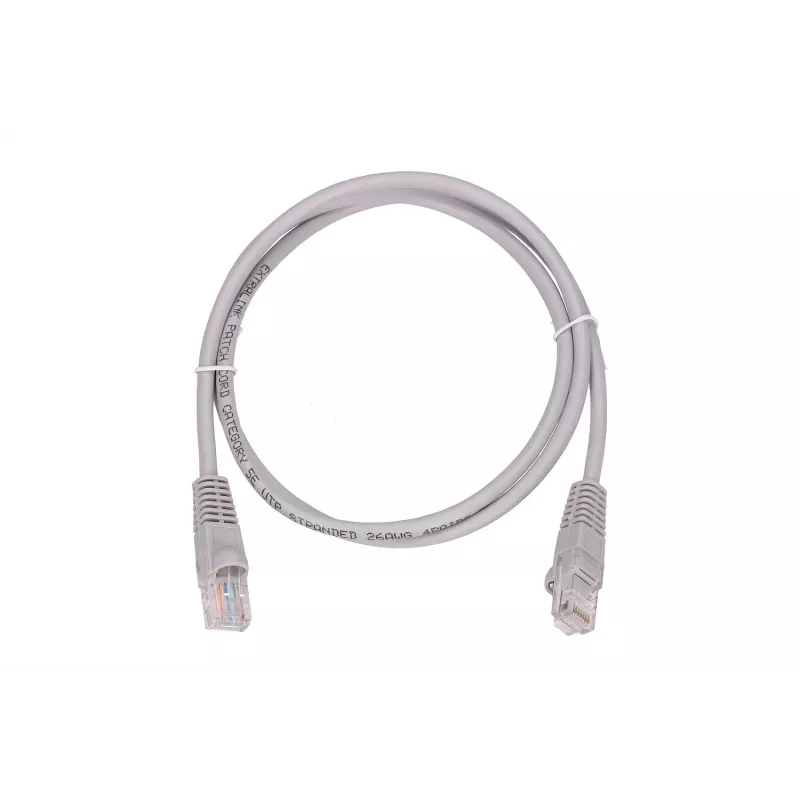 LAN pataisos laidas Extralink Cat5e UTP 1 m, RJ-45 į RJ-45, pilkas