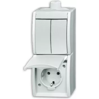 BUSCH JAEGER 2601/5/20EW-54-503 - Kištukinis lizdas CEE 7/3 2P+E - Baltas - IP44 - 250 V - 16 A