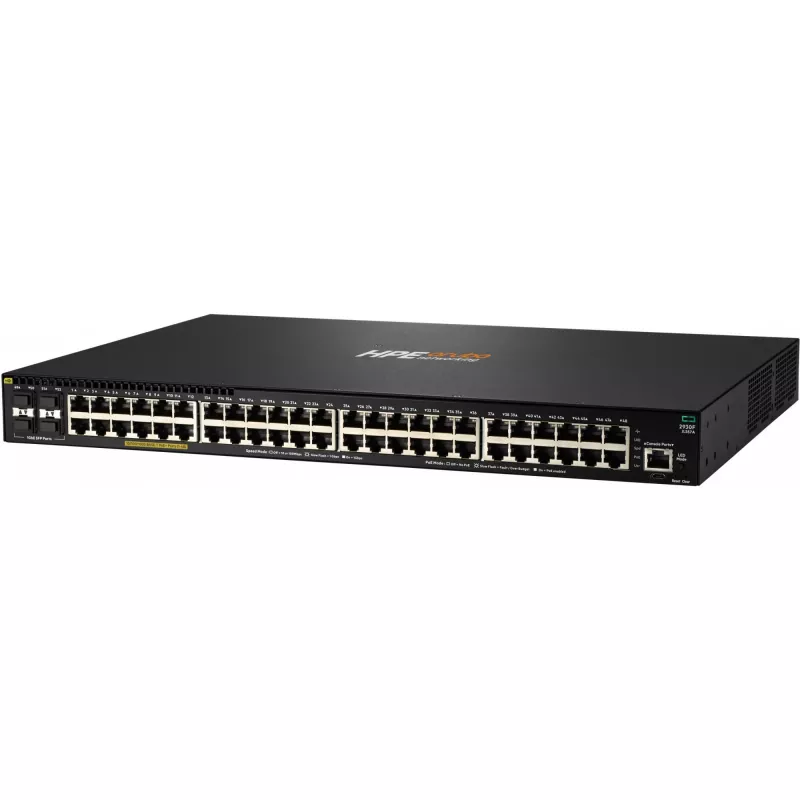 HPE Aruba 2930F 48G PoE+ 4SFP jungiklis – valdomas L3, 48x Gigabit PoE+ + 4x SFP, 740 W, montuojamas į stovą
