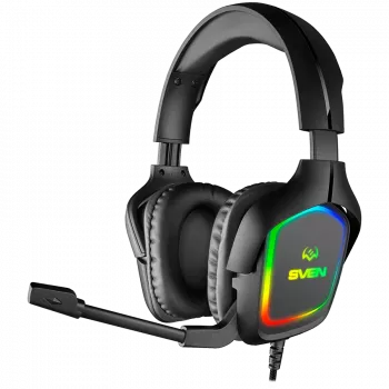 Ausinės žaidimams su mikrofonu SVEN AP-U750MV, juodos (USB, RGB)