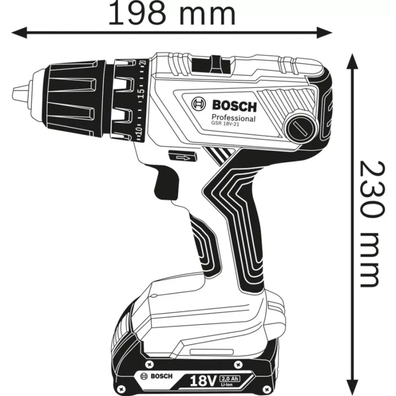 Bosch GSR 18V-21 Professional gręžtuvas 1800 RPM 1,2 kg juodas, mėlynas