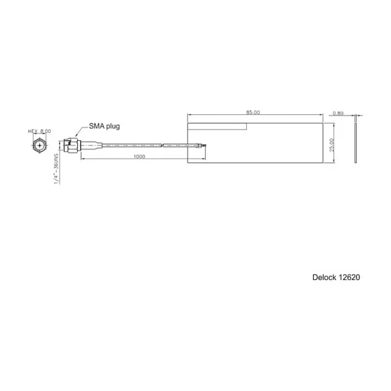 Antena DeLOCK 12620 NB-IoT 2 dBi SMA vyriška