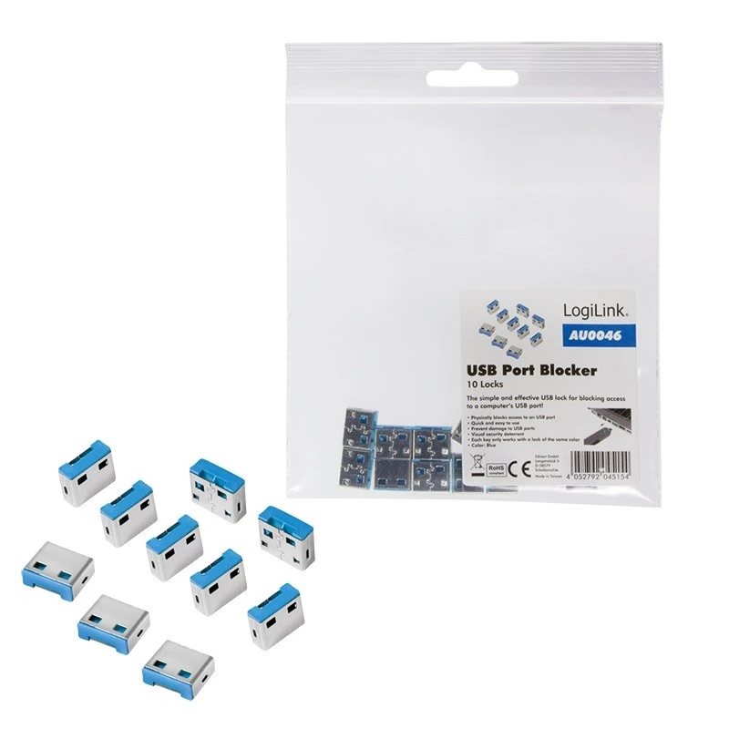 USB prievado užraktas LogiLink AU0046 mėlynas