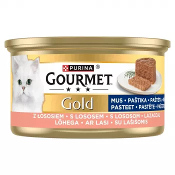 PURINA Gourmet Gold Mousse su lašiša – šlapias kačių ėdalas – 85g