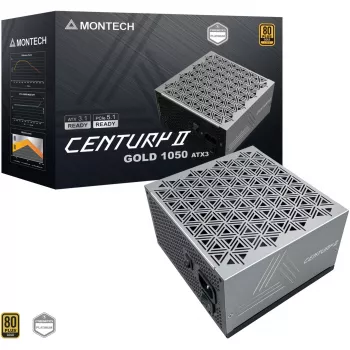 MONTECH CENTURY II 1050 W maitinimo blokas (ATX, fully modular, 80 PLUS Gold, sidabrinis)