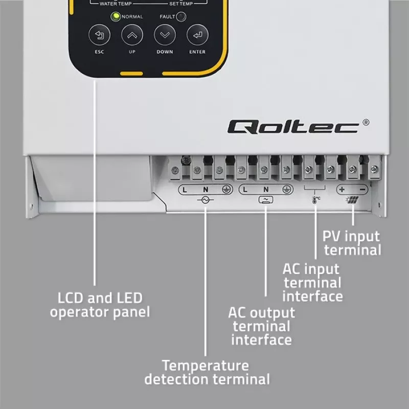 Inverteris QOLTEC ECO Solar Boost 4kW MPPT LCD, 4 kW galia, MPPT valdiklis, LCD ekranas