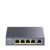 Tinklo jungiklis Cudy GS1005P – 5 prievadų Gigabit Ethernet su 4 PoE prievadais, 60W, metalinis korpusas, montuojamas į stelažą