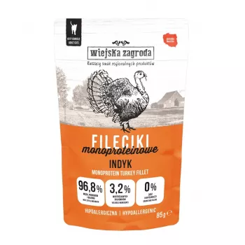 WIEJSKA ZAGRODA Monoprotein kalakutienos filė – šlapias ėdalas katėms – 85 g