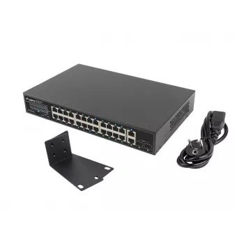 Nevaldomas LANBERG jungiklis RSGE-24P-2GE-2S-360 su 24 RJ-45 Ethernet prievadais