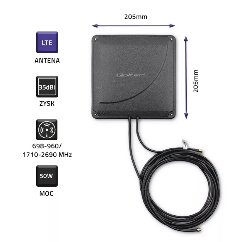 Išorinė 4G LTE dviguba MIMO antena QOLTEC 57041 35 dBi 50 W