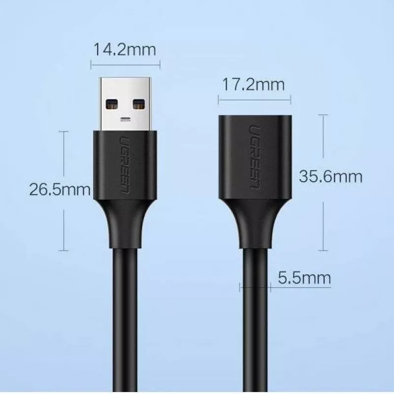 Ugreen USB 3.0 prailginimo laidas (motina) prie USB 3.0 (tėvas) 2m (juodas)