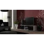 TV stovas Cama Meble SOHO 140 – 1400×430×370 mm, baltas viršus, medžio drožlių plokštė, baltas rėmas, juodi blizgūs fasadai