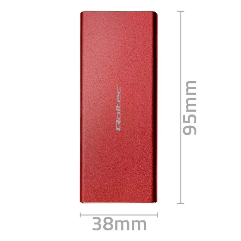 QOLTEC 51831 išorinis SSD dėklas M.2 SATA diskams, USB 3.0, raudonas, iki 2 TB, 30 mm, 4 diskai