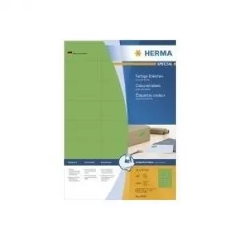 Lipnūs etikečių lapai HERMA Coloured A4 70x37 mm žali matiniai popieriniai 2400 vnt.