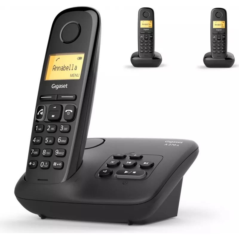 Belaidis analoginis DECT telefonas Gigaset A270A su skambučio ID, juodas