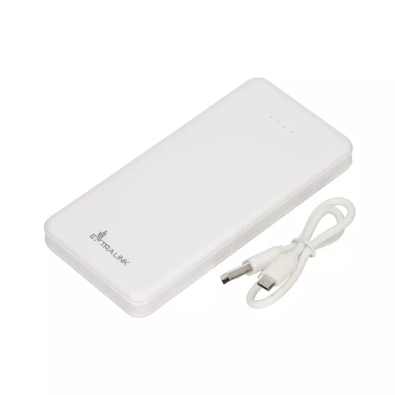 Power bank Extralink EPB-078W 10000 mAh baltas, USB-C, 10 W išėjimas, įkrauna iki 2 įrenginių