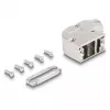 DELOCK D-Sub korpusas 9 kontaktų jungtims su metaliniu laikikliu 90° kampu, sidabrinis, 33×47×16 mm