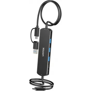 KVM USB Hubas Unitek U1344ABK01 — 10 Gbps, perjungimas tarp 2 kompiuterių, 3× USB-A prievadai