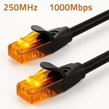 Ethernet pataisos laidas QOLTEC CAT6, 2×RJ45, 20 m, juodas