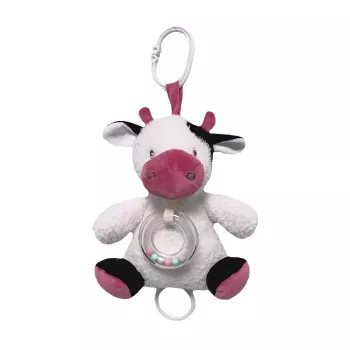 Muzikinė dėžutė TULILO karvutė, balta-bordo spalva, 18 cm