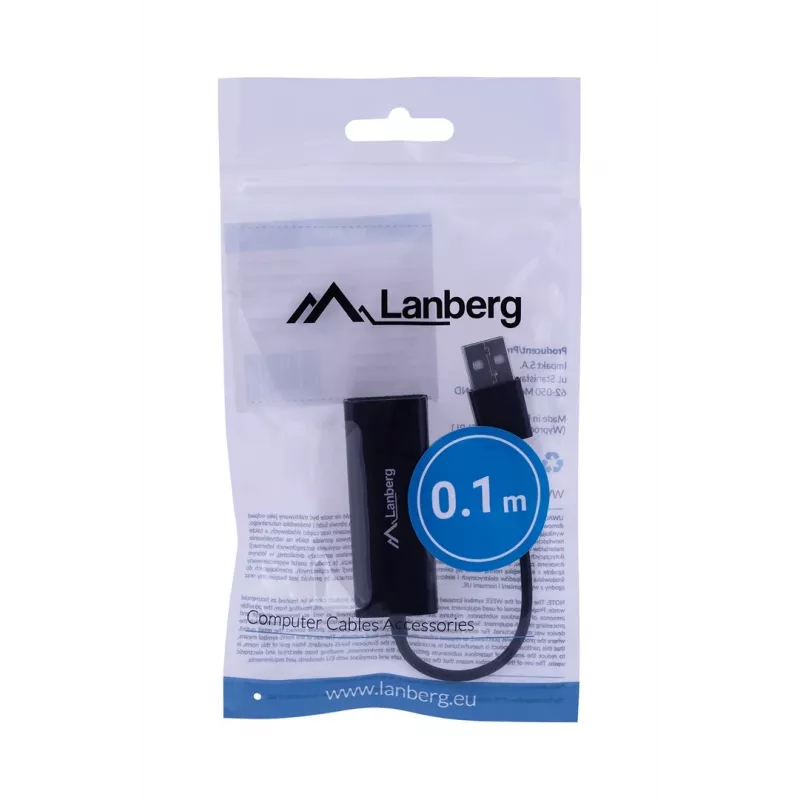 Lanberg NC-0100-01 tinklo adapteris USB 2.0 – RJ45 100 Mbit, 0,15 m laidas