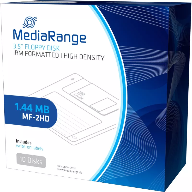 Diskelių rinkinys MediaRange MR200 3,5 colio 1,44 MB 10 vnt., raudoni ir geltoni