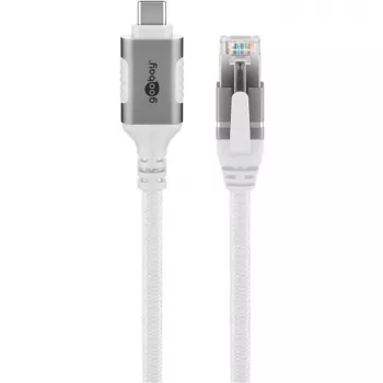Tinklo kabelis Goobay 74180 USB-C į RJ-45 Cat6 10 m baltas