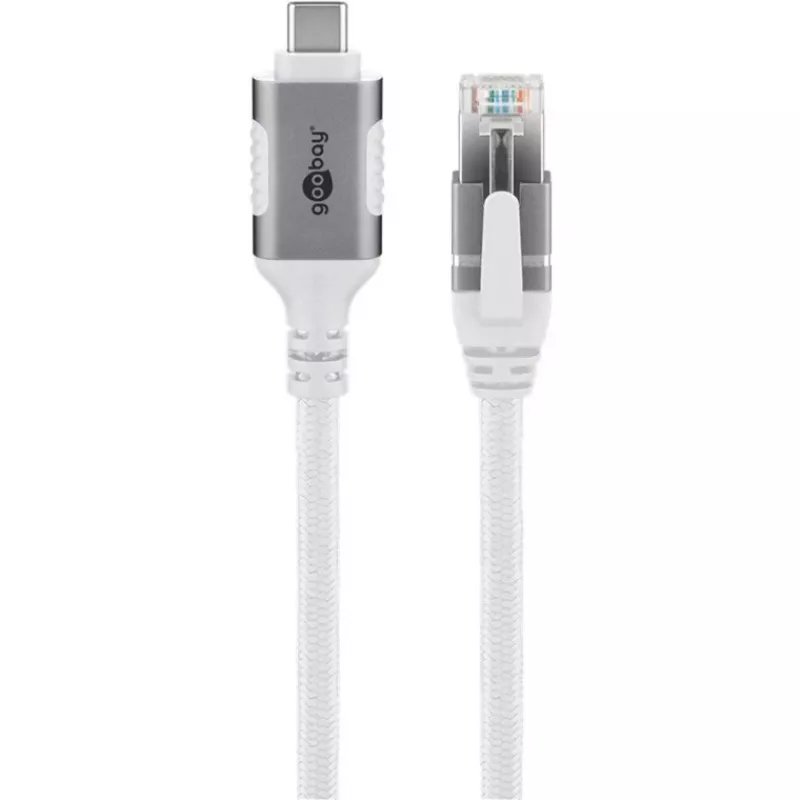 Tinklo kabelis Goobay 74180 USB-C į RJ-45 Cat6 10 m baltas