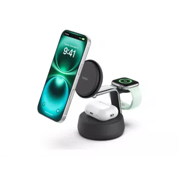 Belaidis įkroviklis Belkin UltraCharge Pro 25W Qi2 3in1 magnetinis įkroviklis anglies spalvos