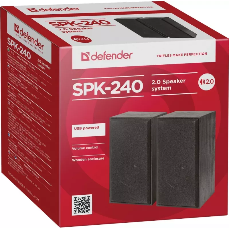 Prisijungiami garsiakalbiai DEFENDER SPK-240, 2.0, 6 W RMS, USB maitinimas, 3,5 mm, juodi