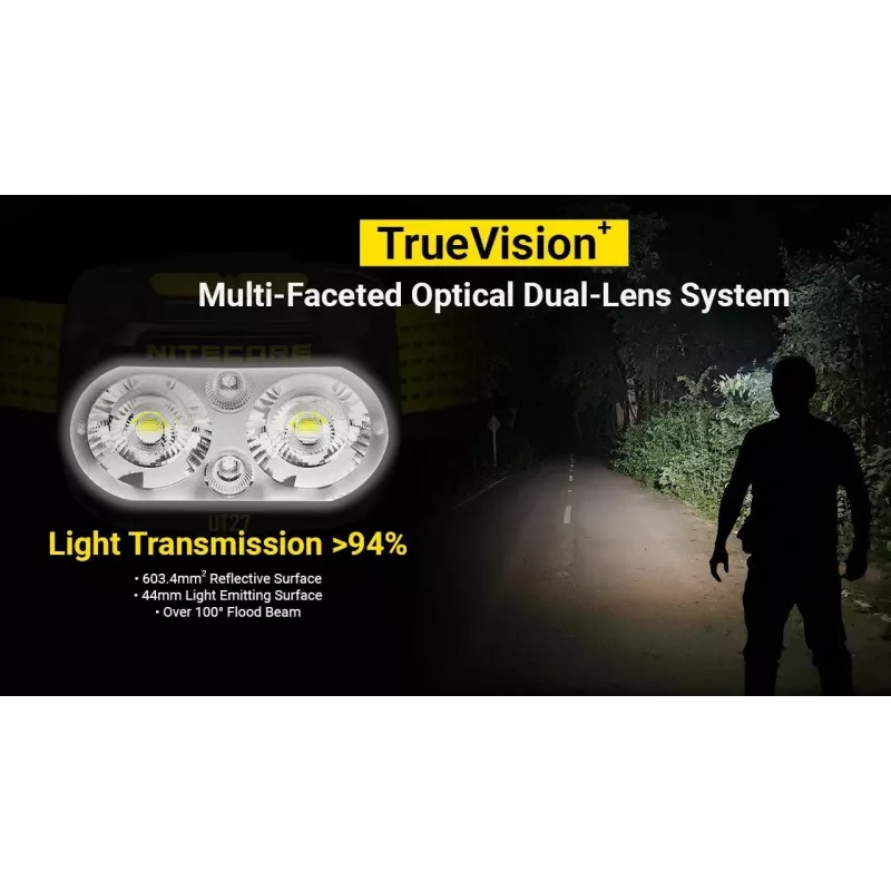 Nitecore UT27 MCT juodas, geltonas galvos žibintuvėlis LED