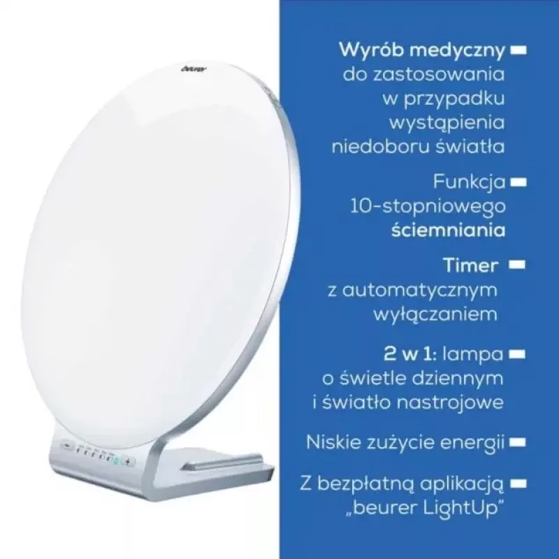 Šviesos terapijos lempa Beurer TL100 – 10 000 liuksų intensyvumas, energiją taupantis dizainas