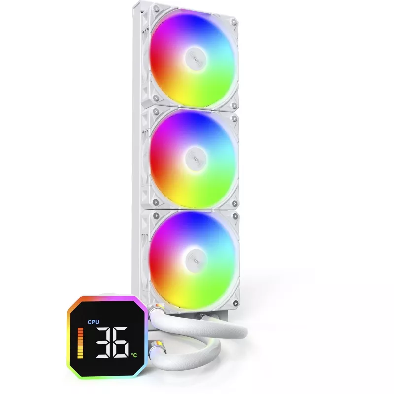 CPU aušintuvas MONtech HyperFlow Digital 360 (W) – 360 mm skysčio aušinimo sistema, balta