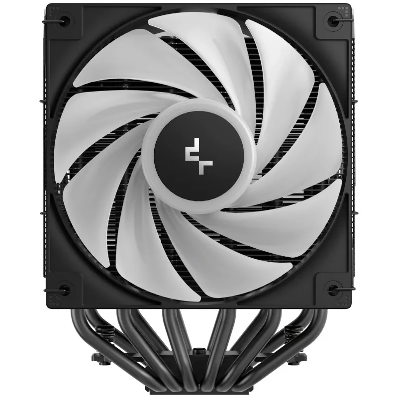 Oro aušintuvas DeepCool AG620 BK ARGB V2 — 120 mm dvigubas ventiliatorius, 6 šilumos vamzdeliai, LGA 1700/AM4/AM5, juodas