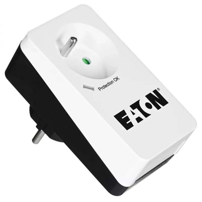 Apsaugos nuo viršįtampių dėžutė Eaton Protection Box 1 FR – 1 kištukinis lizdas E tipas, 220–250 V, 16 A, 4000 W, juoda, kompaktiška